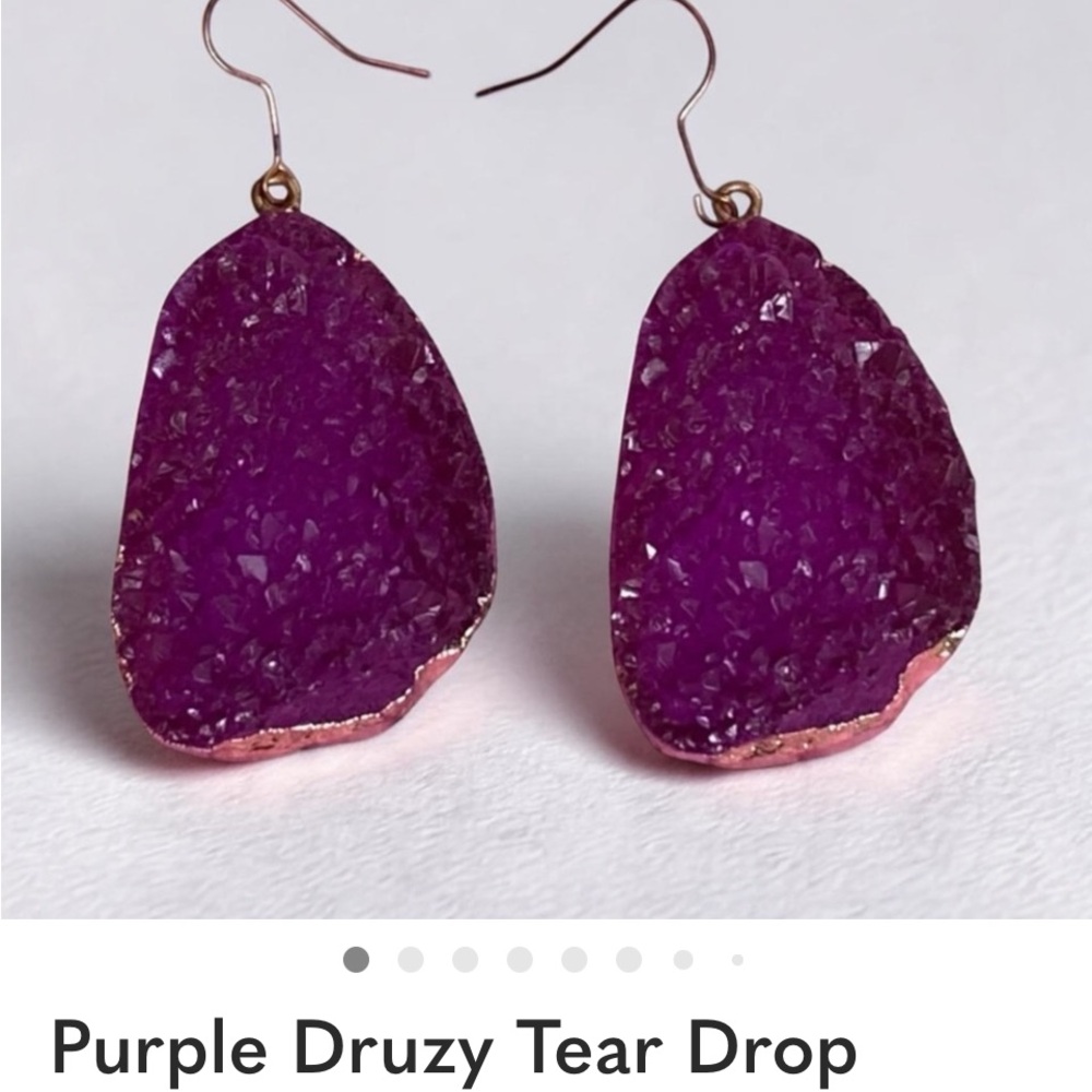 Purple Druzy Teardrop Earrings - fun, classy, color is magnificent